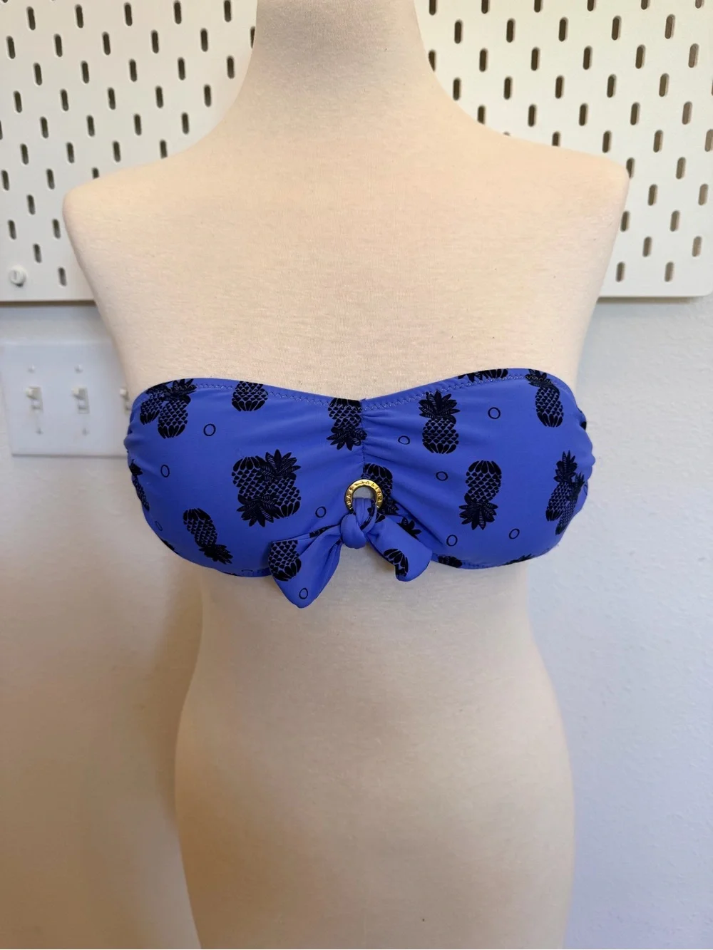 Salinas Blue Pineapple Bandeau Bikini Set Size 42/L NWT